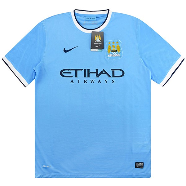 Camiseta Manchester City Replica Primera Ropa Retro 2013 2014 Azul